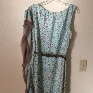 Vince Camuto One Sleeve Tiered Belted Dress